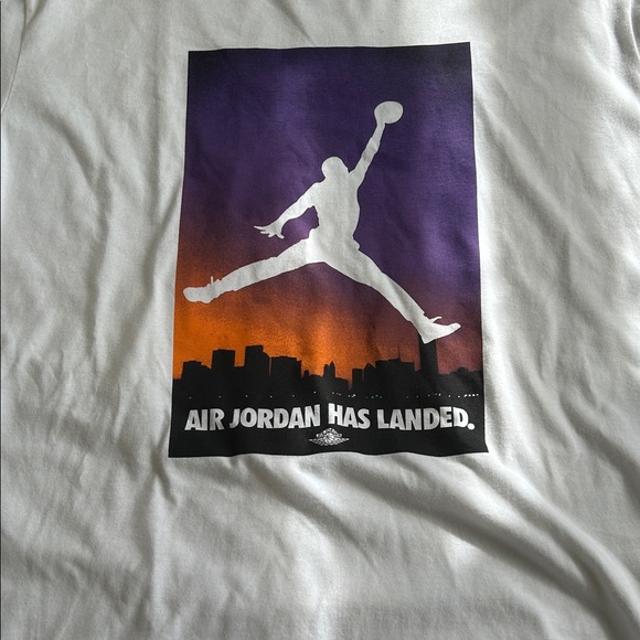 Jordan White Tee with Purple and Orange Graphic - Picture 2 of 5
